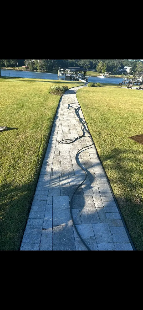 After pressure washing on outdoor pavers in Pensacola