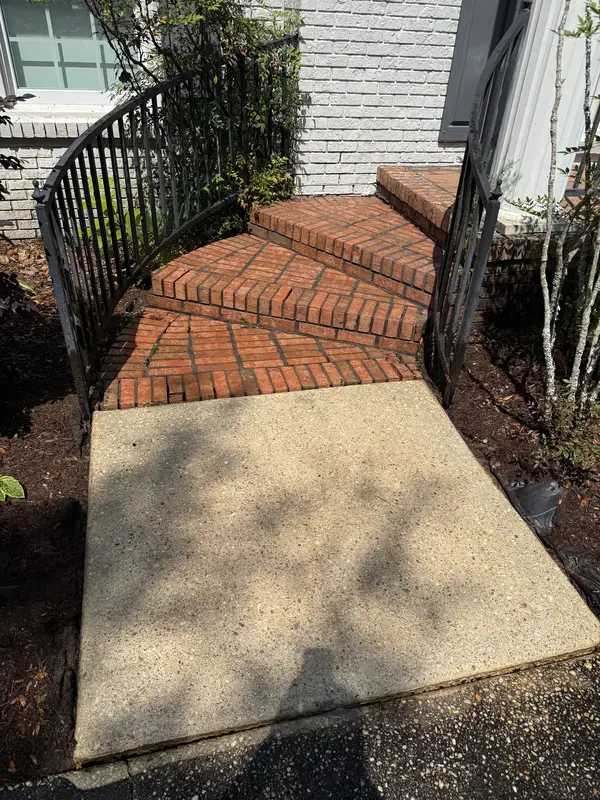 After pressure washing of cleaned outdoor stairs in Pensacola