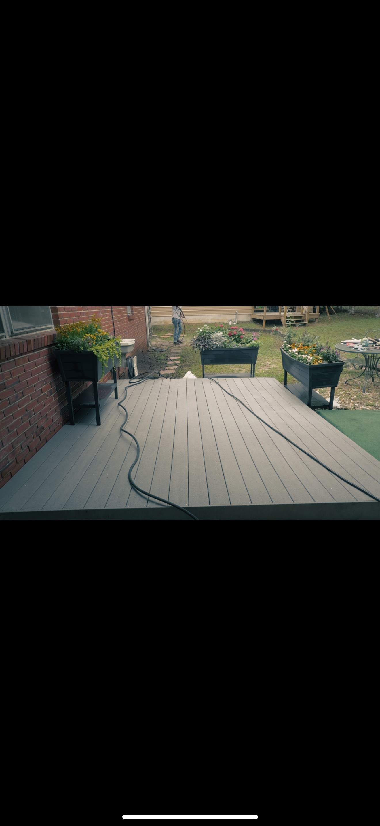 After pressure washing of a cleaned patio in Pensacola