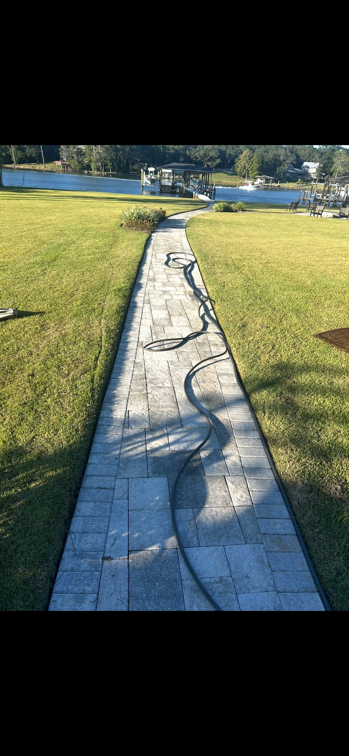 After pressure washing on outdoor pavers in Pensacola