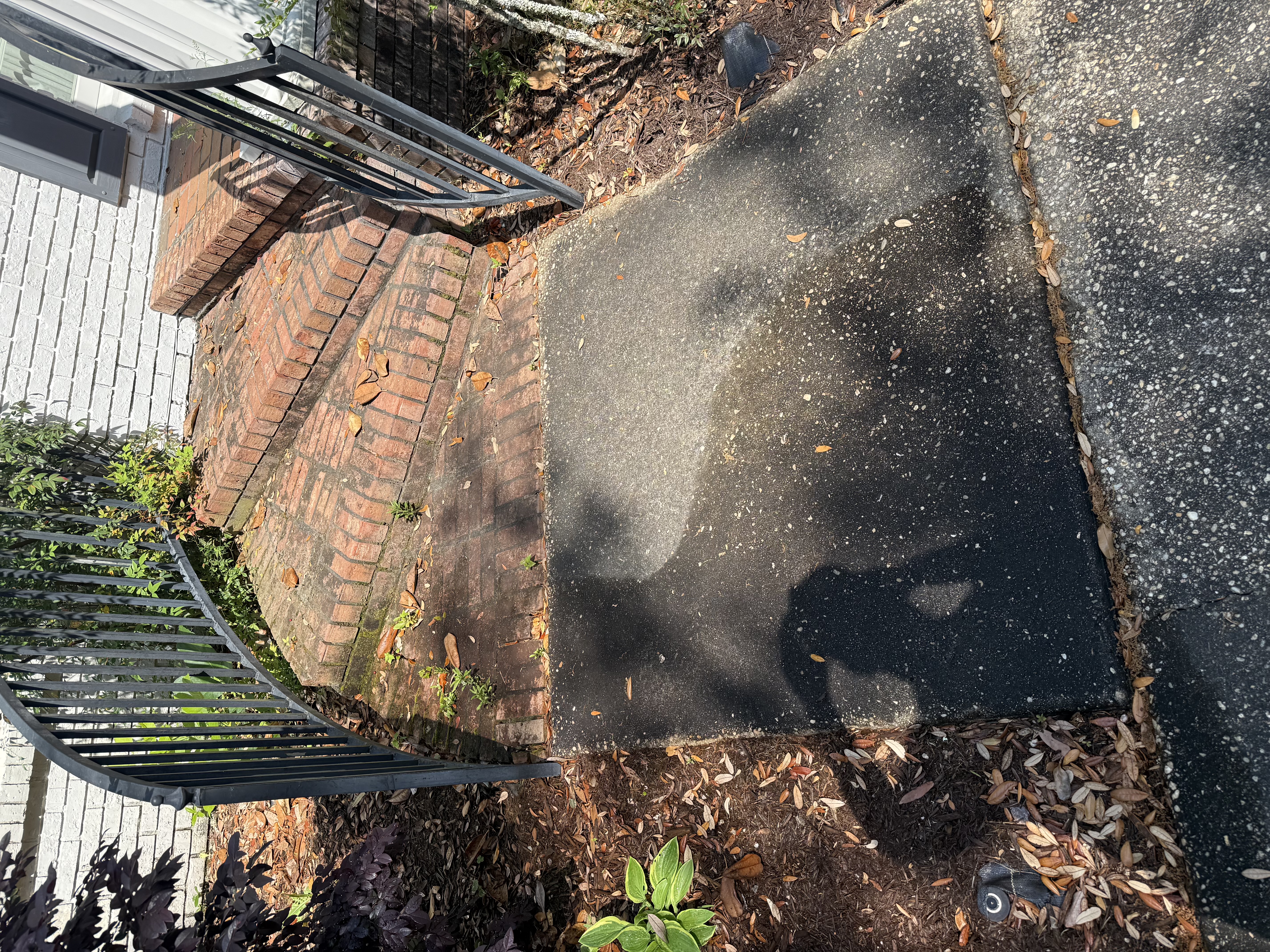 Before pressure washing of dirty outdoor stairs in Pensacola